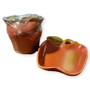Vtg Kitchen Dish Pad Soap Cloth Rag Holder Ceramic Apple